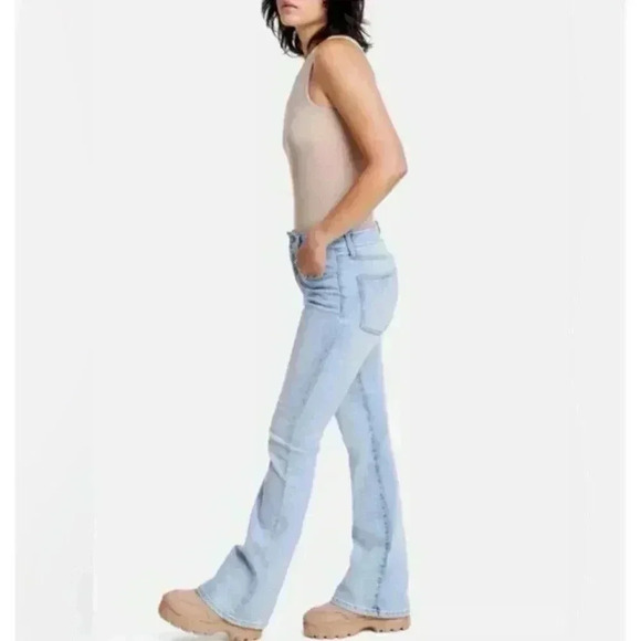 OAT New York Women's High Rise Flare Jeans Light Palms 90s 80s Boho Festival NWT - Picture 5 of 13